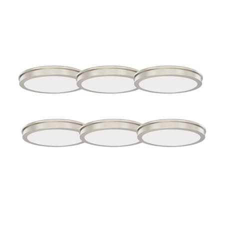 Energetic Lighting LED 14-inch Slim Flushmount, Brushed Nickle, 3 CCT Selectable Ceiling Lamp, 6PK FMS01R16E92750-TF-BN